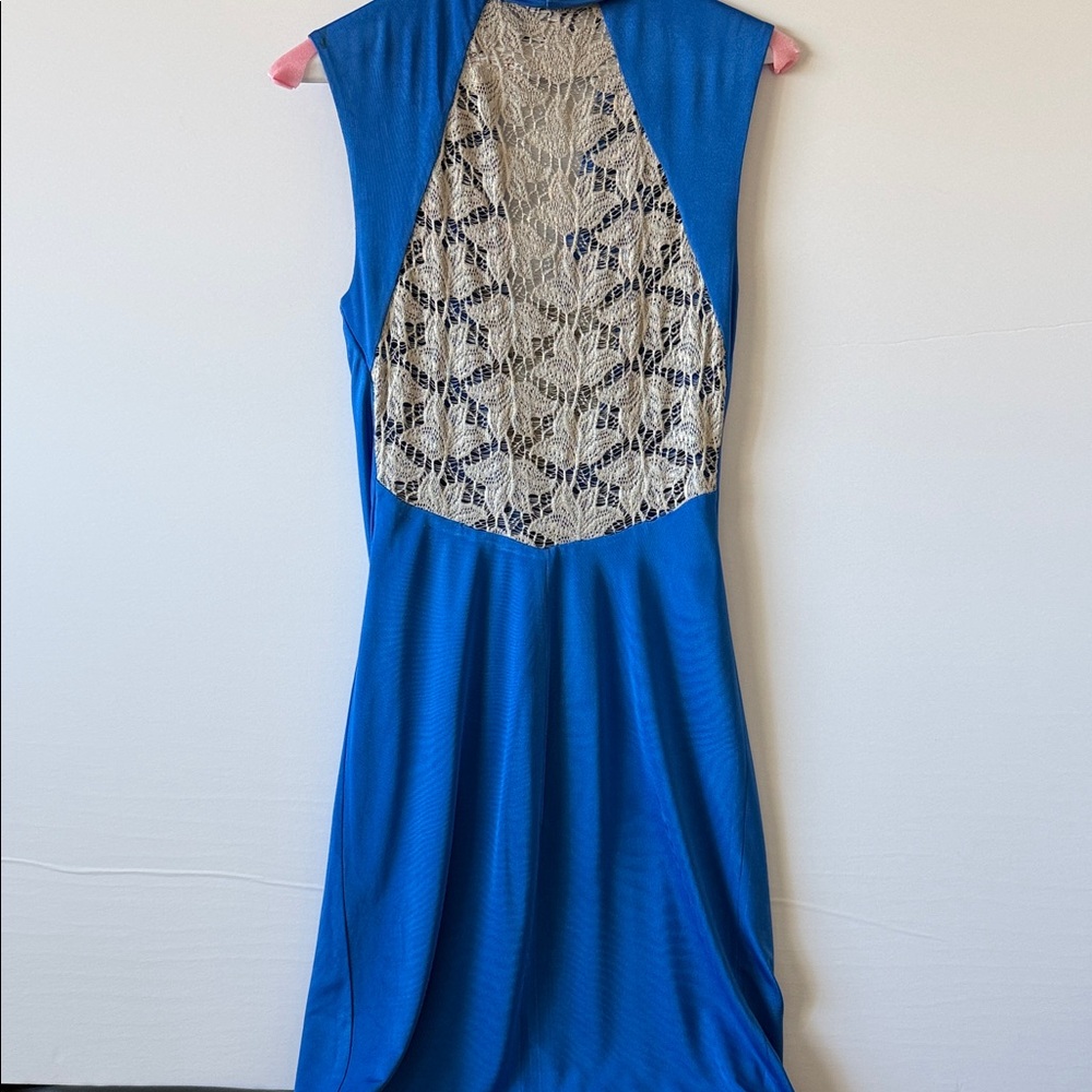 Black Halo Elegant Blue Draped Dress